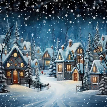 Látkový panel - Zimní městečko - ZIM-91 Velikost: 25x25cm, Materiál: Teplákovina nepočesaná