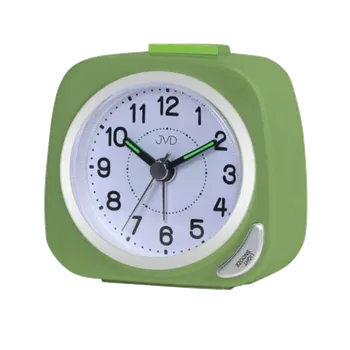 Budík JVD Zelený tichý ručkový budík s plynulým chodem a podsvícením JVD SRP7202.3