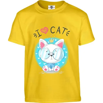 Pánské tričko Tričko I love cat with glasses Druh: Dětské, Barva: Žlutá, Velikost: 122-S