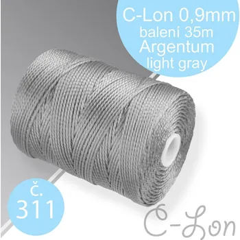 Nit Nylonová nit C-Lon pevná korálková nit. Barva 311 Argentum Light Gray. Síla nitě 0,9mm. Balení 35m na cívce.