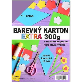 Barevný papír STEPA Barevný karton EXTRA - fialový, A4, 300g (10 listů)