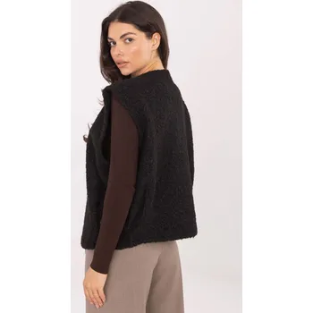 Dámská vesta Černá pletená vesta s kapsami IT-KZ-