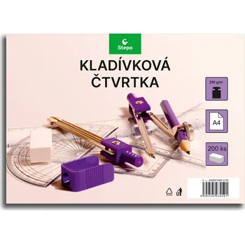 Barevný papír STEPA Kladívková čtvrtka - bílá, A4, 250g (200 listů)