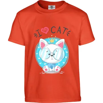 Pánské tričko Tričko I love cat with glasses Druh: Dětské, Barva: Oranžová, Velikost: 158-XL