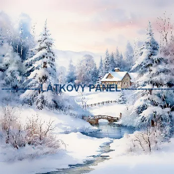 Látkový panel - Zimní krajinka - ZIM-136 Velikost: 25x25cm, Materiál: Úplet