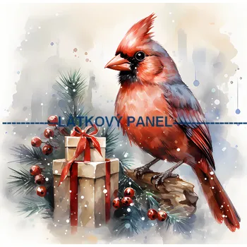Látkový panel - Vánoční Red cardinal - ZIM-106 Velikost: 20x20cm, Materiál: Teplákovina nepočesaná