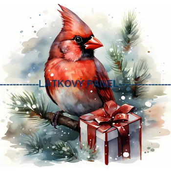 Látkový panel - Vánoční Red cardinal - ZIM-111 Velikost: 20x20cm, Materiál: Kočárkovina