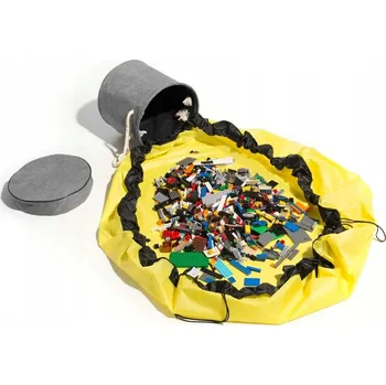 úložný prostor na hračky Koš na hračky s hrací podložkou 2v1 ŽLUTÝ pro uskladnění např. kostek