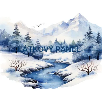 Látkový panel - Zimní krajinka - ZIM-124 Velikost: 20x20cm, Materiál: Kočárkovina