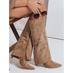 Hnědé dámské semišové kozačky se širokým svrškem, podpatek 7 cm ZY1099 Velikost: 39