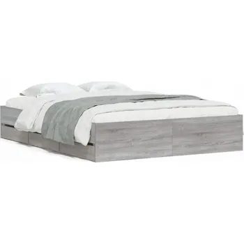 Postel Dvoulůžková postel imitace dřeva 140x190 šedá