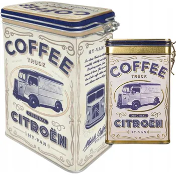 Dóza na potraviny Plechovka dóza s klipem CITROEN COFFEE TRUCK kovová na potraviny