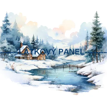 Látkový panel - Zimní krajinka - ZIM-122 Velikost: 30x30cm, Materiál: Bavlna