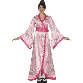 Guirca Japonské kimono s páskem – růžové s květinovým vzorem Velikost: 44 – 46 (XL)