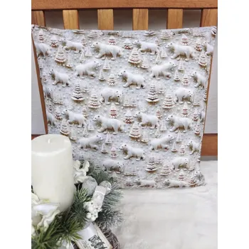 Povlak na dekorativní polštářek Vánoční povlak na polštář 40 x 40 cm – lední medvědi | Ruční výroba