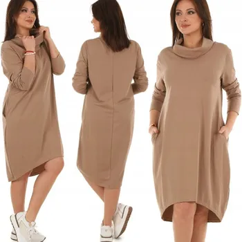 Dámské šaty Fashionweek Dámské šaty pohodlné teplákové MF653 Barva: Béžový, Velikost: Universal