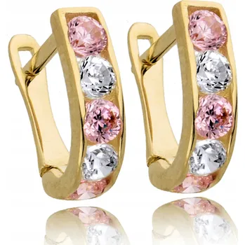 Náušnice Náušnice Euforia proužky se zirkony zlaté 9 mm