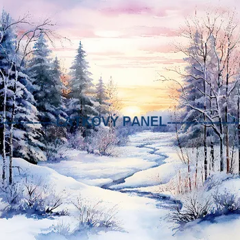 Látkový panel - Zimní krajinka - ZIM-137 Velikost: 30x30cm, Materiál: Kočárkovina