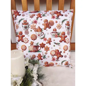 Povlak na dekorativní polštářek Vánoční povlak na polštář 40 x 40 cm – perníčky | Ruční výroba