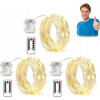 Vánoční dekorace LED SVĚTÝLKA NA DRÁTKU vánoční osvětlení na stromeček NA BATERIE 5 METRŮ 50 LED TEPLÁ BÍLÁ