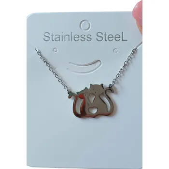 Náhrdelník Náhrdelník kočky v objetí z chirurgické oceli