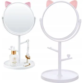 Zrcadlo Zrcadlo kosmetické zrcátko stojací s oušky a organizérem na náušnice