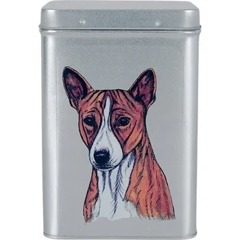 Dóza na potraviny Plechová dóza s obrázkem psa plemene basenji