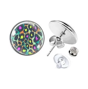 Náušnice Peckové náušky Náušnice z chirurgické oceli 14 mm, Leopard crazy