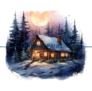 Látkový panel - Zimní domek - ZIM-146 Velikost: 50x50cm, Materiál: Úplet
