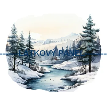 Látkový panel - Zimní krajinka - ZIM-128 Velikost: 15x15cm, Materiál: Kočárkovina