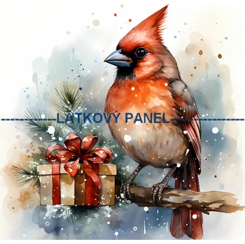 Látkový panel - Vánoční Red cardinal - ZIM-110 Velikost: 15x15cm, Materiál: Kočárkovina