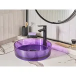 Koupelnové umyvadlo fialové průhledné umyvadlo s pevným povrchem 36 cm kulaté do koupelny Beliani