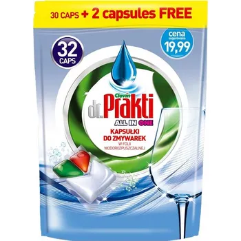 Přípravek do myčky Dr. Prakti Kapsle do myčky práškovo-gelové All in One, 32 ks