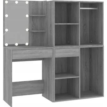 Toaletní stolek Toaletní Stolek s LED osvětlením 60x40x140 cm šedý dub