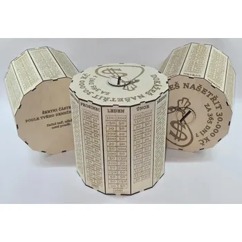 Pokladnička XPS3D Velká dřevěná pokladnička na úspory 10, 20, 30 i 60 tisíc Kč