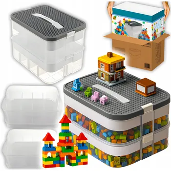 Úložný box Úložný box na kostky Kruzzel, 2 patra, průhledný, 15 l, s přihrádkami