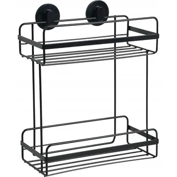 Koupelnový nábytek KOUPELNOVÁ POLICE REGÁL ČERNÝ MATNÝ LOFT, UPEVNĚNÍ NA 3M PÁSKU, 2 KS