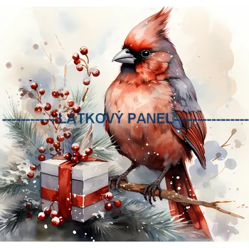 Látkový panel - Vánoční Red cardinal - ZIM-112 Velikost: 25x25cm, Materiál: Bavlna