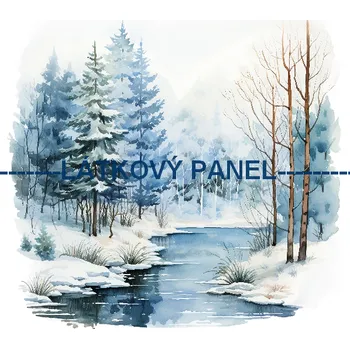 Látkový panel - Zimní krajinka - ZIM-120 Velikost: 20x20cm, Materiál: Teplákovina nepočesaná