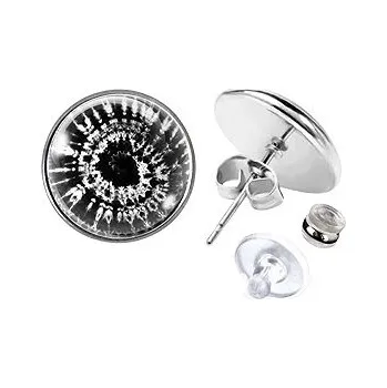 Náušnice Peckové náušky Náušnice z chirurgické oceli 14 mm, Černobílé spirálky