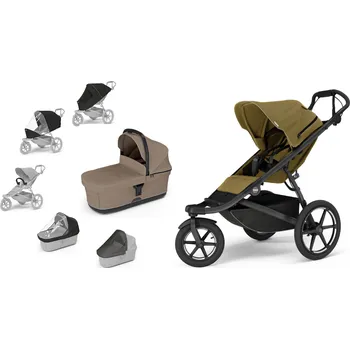 Kočárek Akční set Thule Urban Glide 3 Nutria Green + korba Tinted Taupe + pláštěnka + moskytiéra + madlo + pláštěnka na korbu + moskytiéra na korbu original autorizovaný prodejce THULE