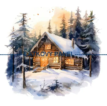 Látkový panel - Zimní domek - ZIM-148 Velikost: 25x25cm, Materiál: Kočárkovina