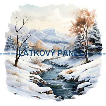 Látkový panel - Zimní krajinka - ZIM-118 Velikost: 30x30cm, Materiál: Bavlna