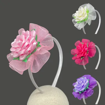 Čelenka Čelenka se saténovou růžičkou 3v1 Varianta: náramek - stuha, Barva : tmavě růžová, Dárkové balení: ne