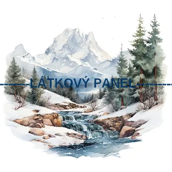 Látkový panel - Zimní krajinka - ZIM-133 Velikost: 15x15cm, Materiál: Kočárkovina
