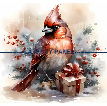 Látkový panel - Vánoční Red cardinal - ZIM-107 Velikost: 20x20cm, Materiál: Kočárkovina