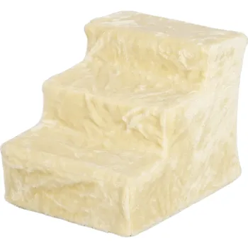 Pelíšek pro kočku PawHut Skládací schody pro domácí mazlíčky, 3 stupně, pratelný plyšový potah, dřevotříska, 46 x 35 x 35 cm, béžová barva