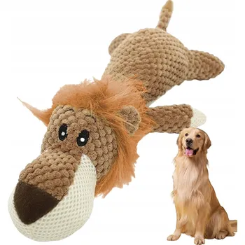 Hračka pro psa HRAČKA PRO PSY VELKÝ PLYŠOVÝ LEV KOUSÁTKO INTERAKTIVNÍ HRAČKY 36CM