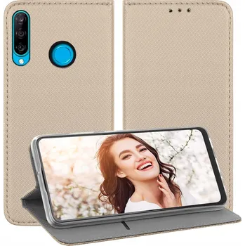 Pouzdro na mobilní telefon Pouzdro s klopou pro Huawei P30 Lite GSM041761 zlatá metalíza