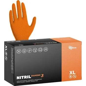 Pracovní rukavice ESPEON Nitrilové rukavice NITRIL DIAMOND3 100 ks, nepudrované, oranžové, 8.0 g Velikost: XL